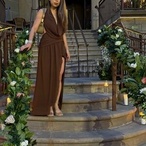 Chiffon Cowl Neck Maxi Dress